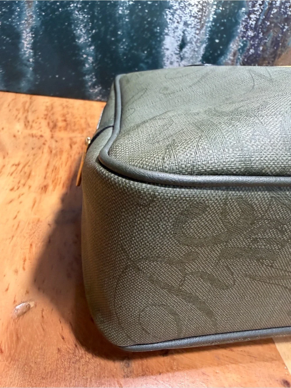 Nina Ricci 2010s Parisian Bottle Green Monogram Satchel Crossbody Bag